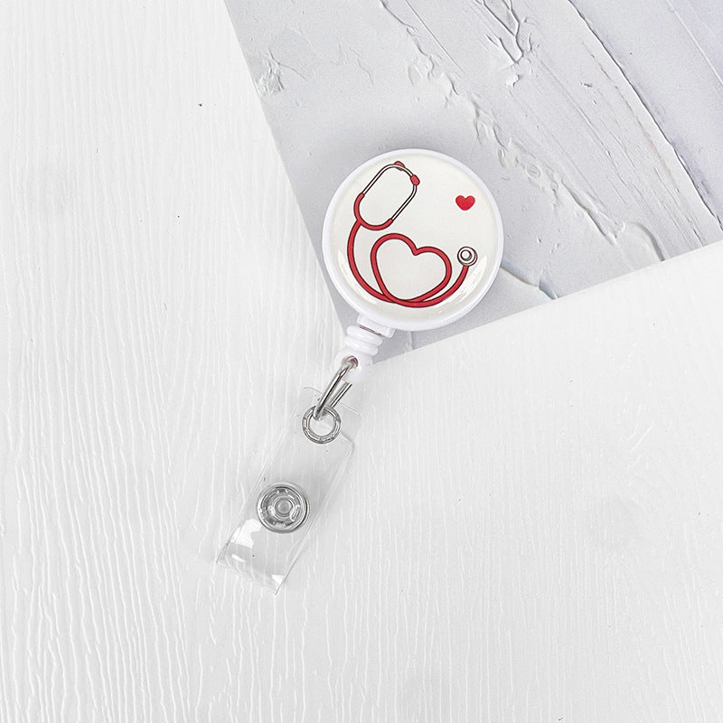 Wholesale 5pcs Creative Doctor Brooch Nurse Badge Badge Chest Clip Student Card Holder Work ID Collar Scalable Easy Pull Keychains